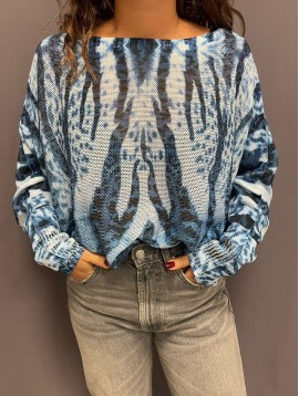 Top pull oversize imprimé leopards stylisés