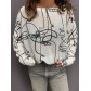 Top pull oversize imprimé visages minimalistes