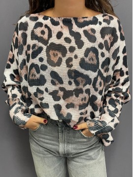 Top pull oversize imprimé leopard
