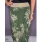 Jupe longue plissée taille élastique lurex imprimée arbres 