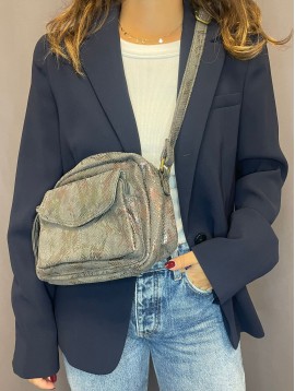Sac porté travers effet python brillant avec zip et rabat