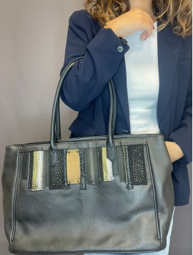 Sac porté épaule souple grandes hanses matières multiples