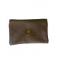 Portefeuille cuir grainé rabat clou