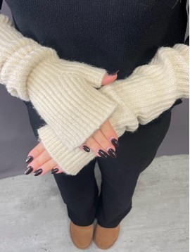 Mitaines longues en maille striée pailletées 