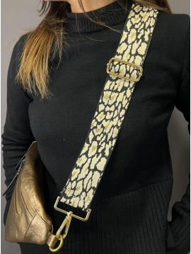 Bandoulière ajustable imprimé léopard et lurex