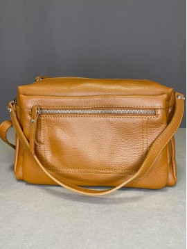 Sac cuir grainé rectangulaire porté travers double compartiment