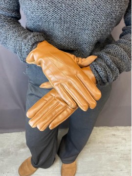 Gants bi-matière daim et simili cuir 