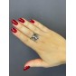 Bague Acier réglable - Bague large avec cercle et baton central