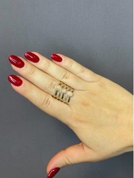 Bague Acier réglable - Bague multirangs avec plusieurs pierres