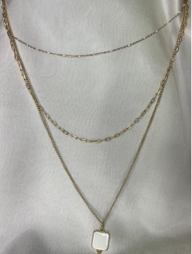 Collier long Acier-  Sautoir multirangs petites perle et pendentif