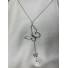 Collier long Acier-  Sautoir cravate pendentif papillon sur chaine 