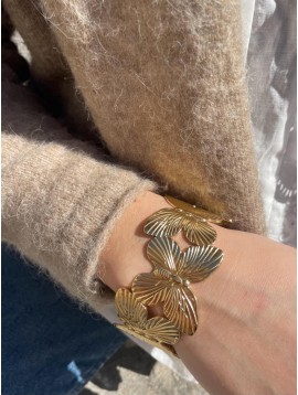 Bracelet  Acier - Manchette rang de papillions striés