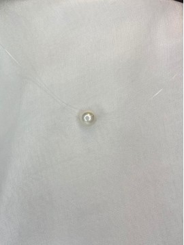 Collier Acier - Pendentif perle effet nacré sur fil invisible