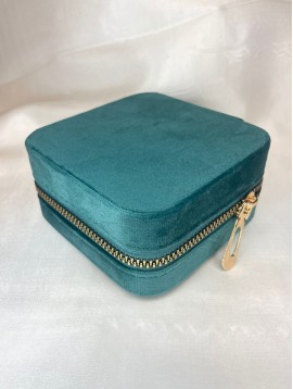 Boîte à bijoux rigide effet velours avec zip