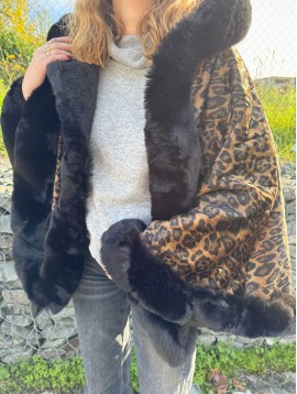 Veste léopard intérieur fourrure