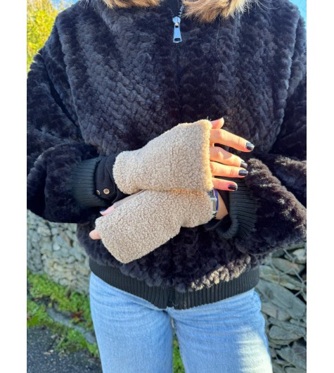 Mitaines avec effet laine de mouton 