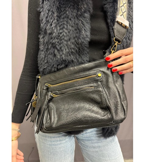Sac porté travers avec pochette zip et grosse bandoulière