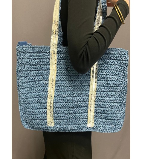 Sac porté épaule paille avec paillettes