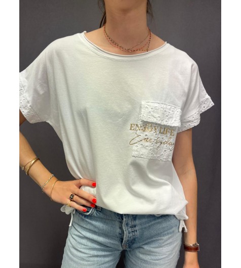 Top "enjoy life everyday" avec poche 