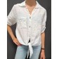 Top chemise manches courtes col V avec noeud