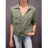 Top chemise manches courtes col V avec noeud