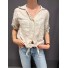 Top chemise manches courtes col V avec noeud