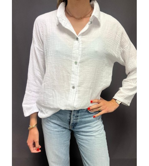 Top chemise style gaz de coton
