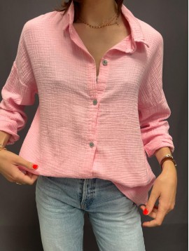 Top chemise style gaz de coton