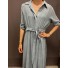 Robe longue chemise avec noeud a la taille