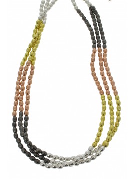 Collier - Trois rangs, perles façon grain de riz.