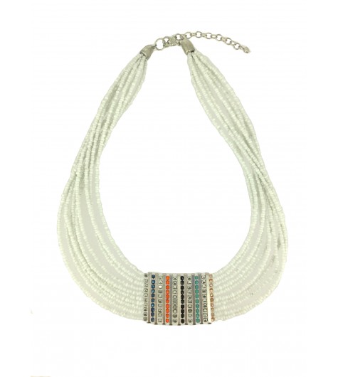 Collier - Multi rangs perles de couleurs et barrettes .
