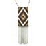 Long Necklace - Beads pendant in diamond shape and metal fringes.