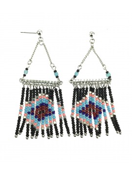 Earrings - Hanging beads, diamond pattern.