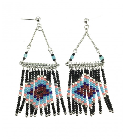 Earrings - Hanging beads, diamond pattern.