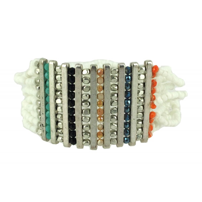 Bracelet multirangs perles multicolore femme