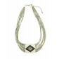 Necklace - Multi row beads chains and diamond pattern.