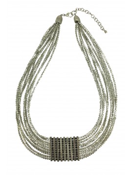 Necklace - Multi row beads chains bars.