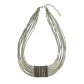 Necklace - Multi row beads chains bars.