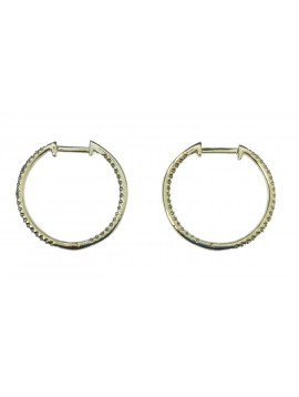 Boucles d'oreilles argent - Moyennes créoles avec strass.