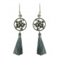 Earrings - Beads circles with pompom.