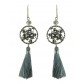 Boucles d'oreilles - Cercles avec perles et pompon.