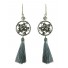 Boucles d'oreilles - Cercles avec perles et pompon.