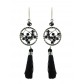 Earrings - Beads circles with pompom.