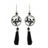 Boucles d'oreilles - Cercles avec perles et pompon.