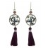 Boucles d'oreilles - Cercles avec perles et pompon.