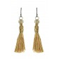 Earrings - Pompoms with faceted beads.