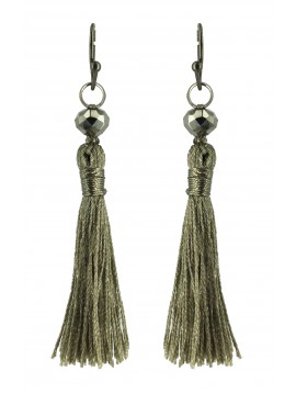 Earrings - Pompoms with faceted beads.