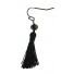 Earrings - Pompoms with faceted beads.