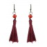 Earrings - Pompoms with faceted beads.