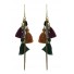 Earrings - Pompoms, thin chains and various beads.